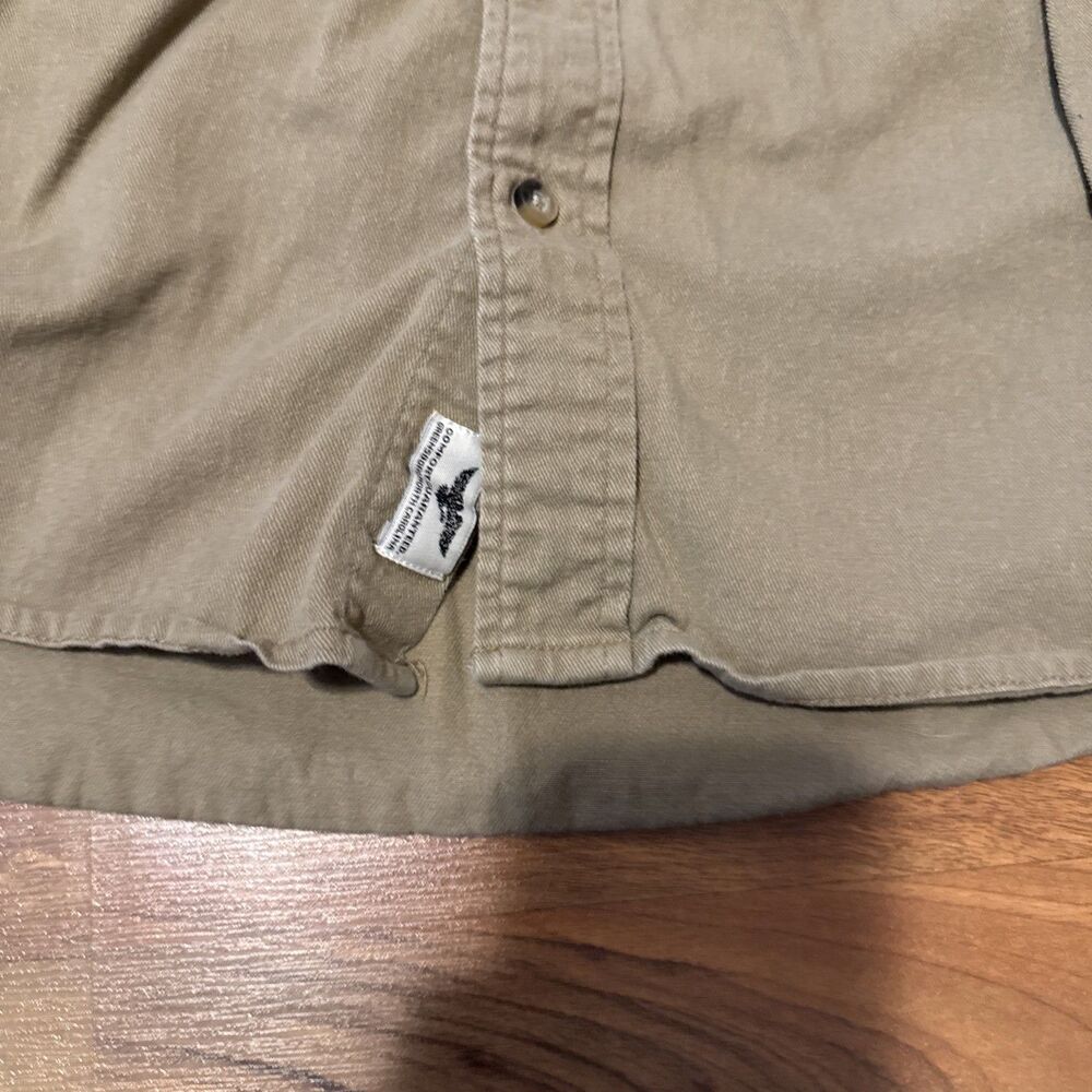 Vintage Wrangler Flex For Comfort Military Tan Button Up Size Large